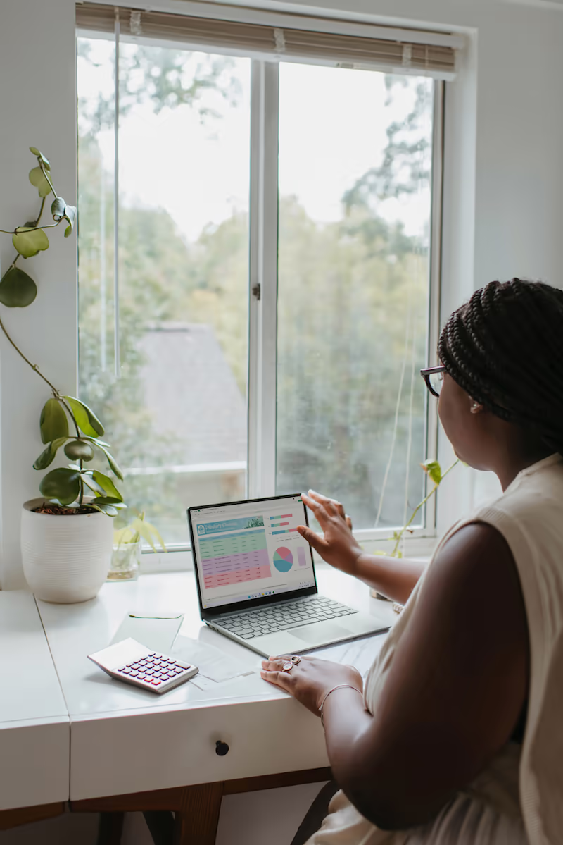 Small business owner working on her bookkeeping